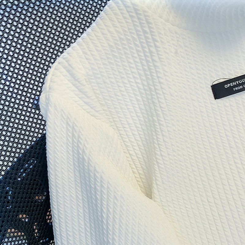 ZHELIHANGFEI Áo Thun Tay Ngắn Cổ Cao Dáng Rộng Họa Tiết Ca Rô Thời Trang