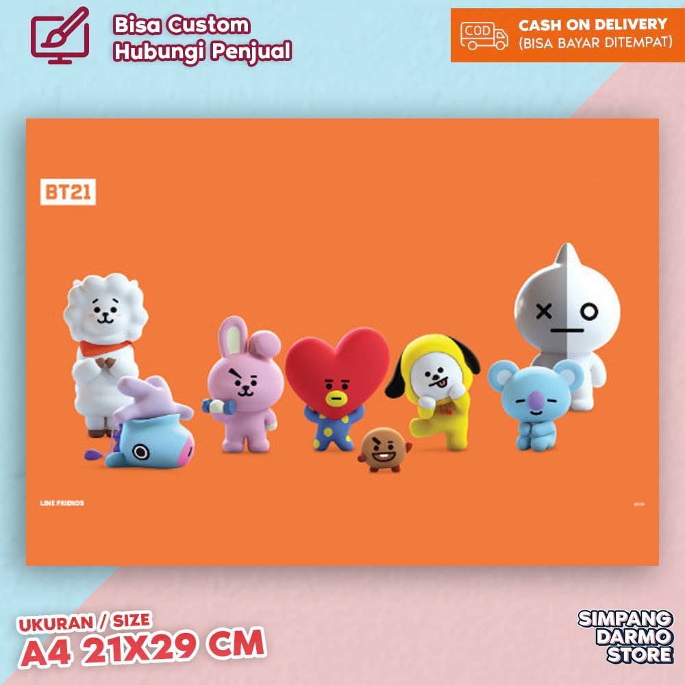 Áp Phích Bt21 Uk. 21x29 cm / Koya Rm Rj Jin Shooky Suga Mang J-Hope Chimmy Jimin Tata V Cooky Jungkook