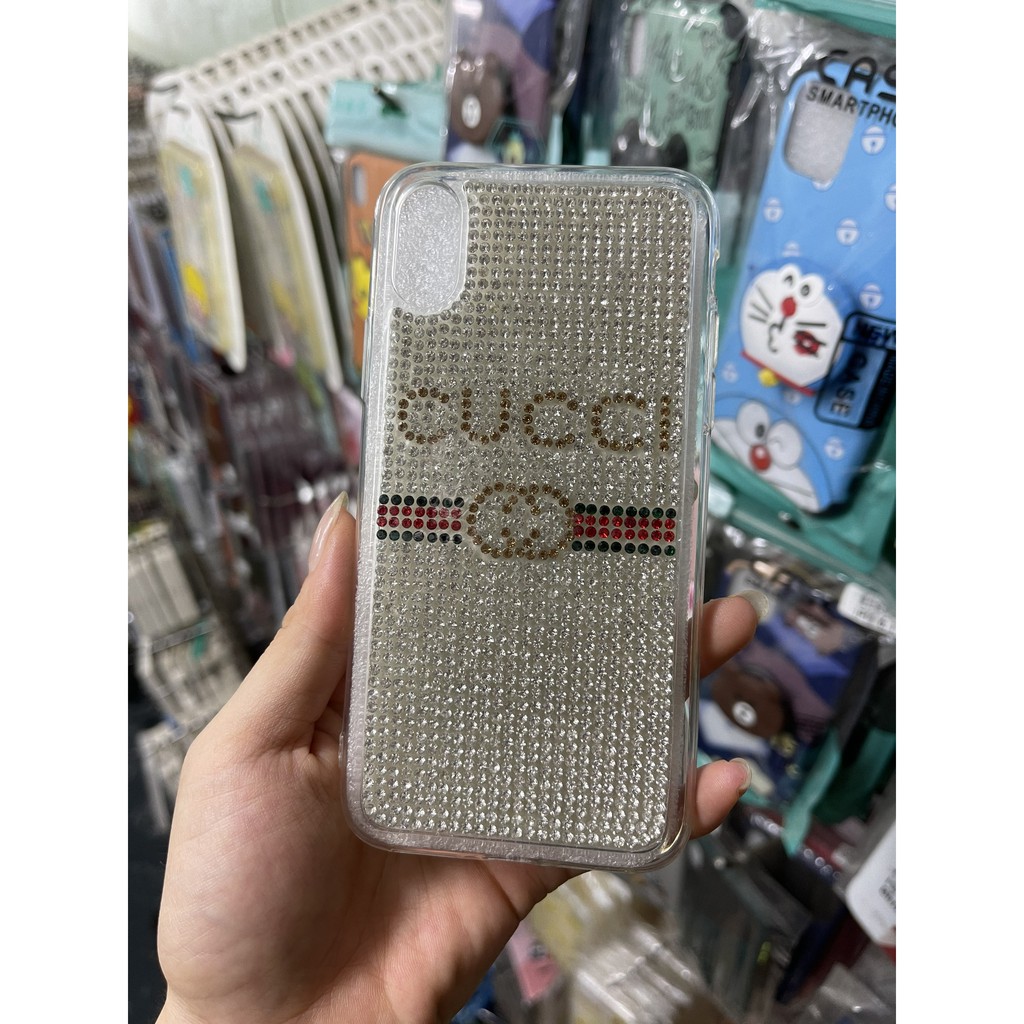 🌟CHÍNH HÃNG 🌟 Ốp lưng điện thoại dẻo gucci đính đá lấp lánh thời trang cao cấp cho iphone 6 6s PLUS X XS