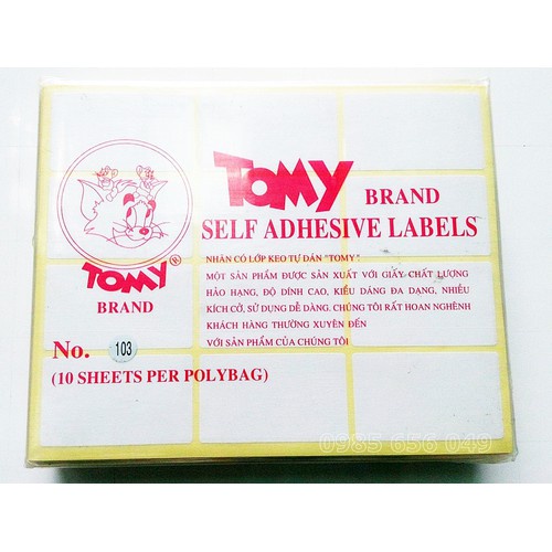 Decal Tomy A5, nhãn cóa lớp keo tự dán - Xấp 10 tờ