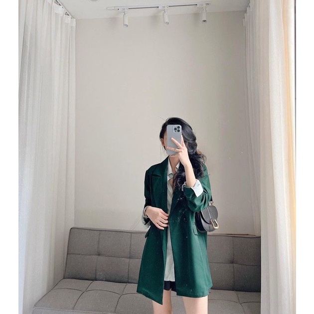 Áo blazer nữ dài tay 2 lớp Cheapy áo vest khoác ngoài đẹp đen xanh be hồng form rộng phong cách Hàn Quốc C476