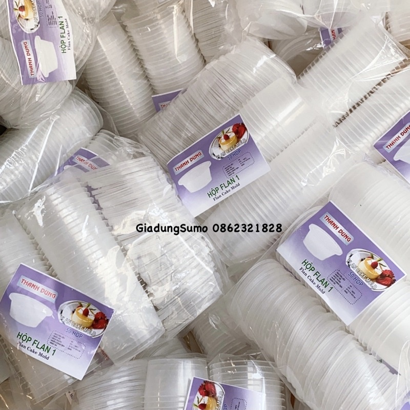 50 hộp cốc hũ nhựa dùng làm bánh flan, caramen, thạch rau câu, sữa chua hoặc đựng slime