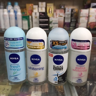 Lăn Khử Mùi Nữ Nivea Extra Ưhitening, Trắng Mịn, Ố, Tươi mát 50ml