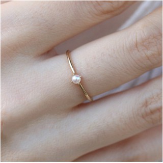 Nhẫn hạt trân châu trắng tối giản