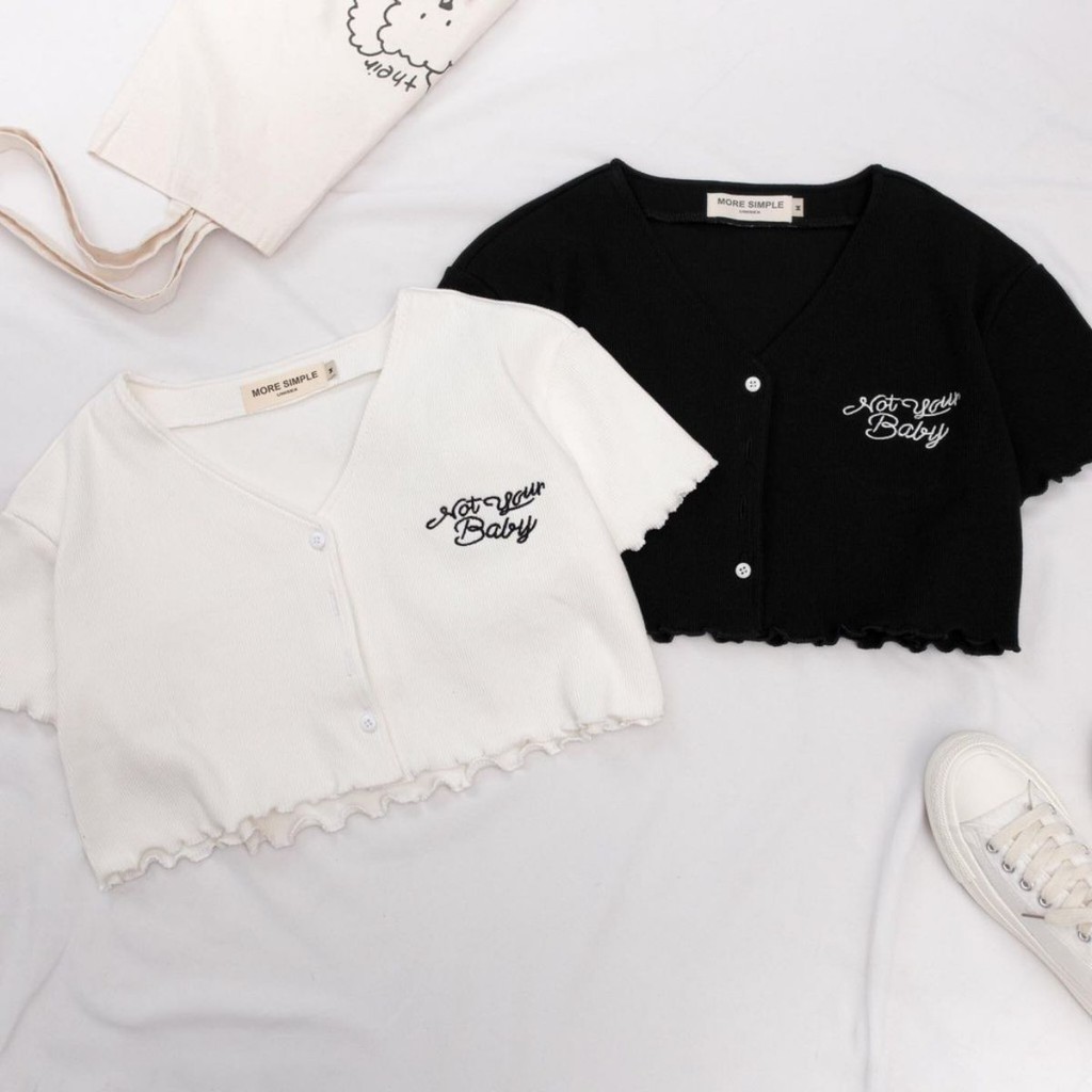 Áo Croptop Nữ Tay Ngắn NOT YOUR BABY Cuốn Lai Ulzzang