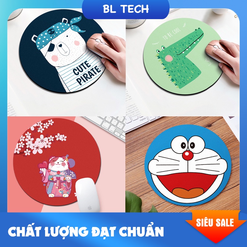 Lót chuột hình tròn dễ thương đáng yêu xinh xắn ngộ nghĩnh chất liệu dày dặn chống trơn trượt