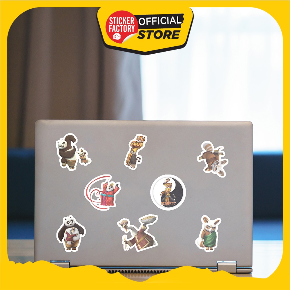 Hộp set 30 sticker decal hình dán nón bảo hiểm , laptop, xe máy, ô tô STICKER FACTORY - Kung Fu Panda