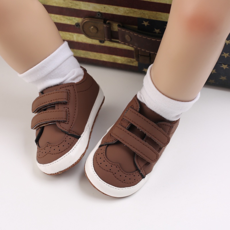 Đôi Giày Da PU Đế Cotton Chống Trượt Cho Bé Trai Sơ Sinh Tập Đi