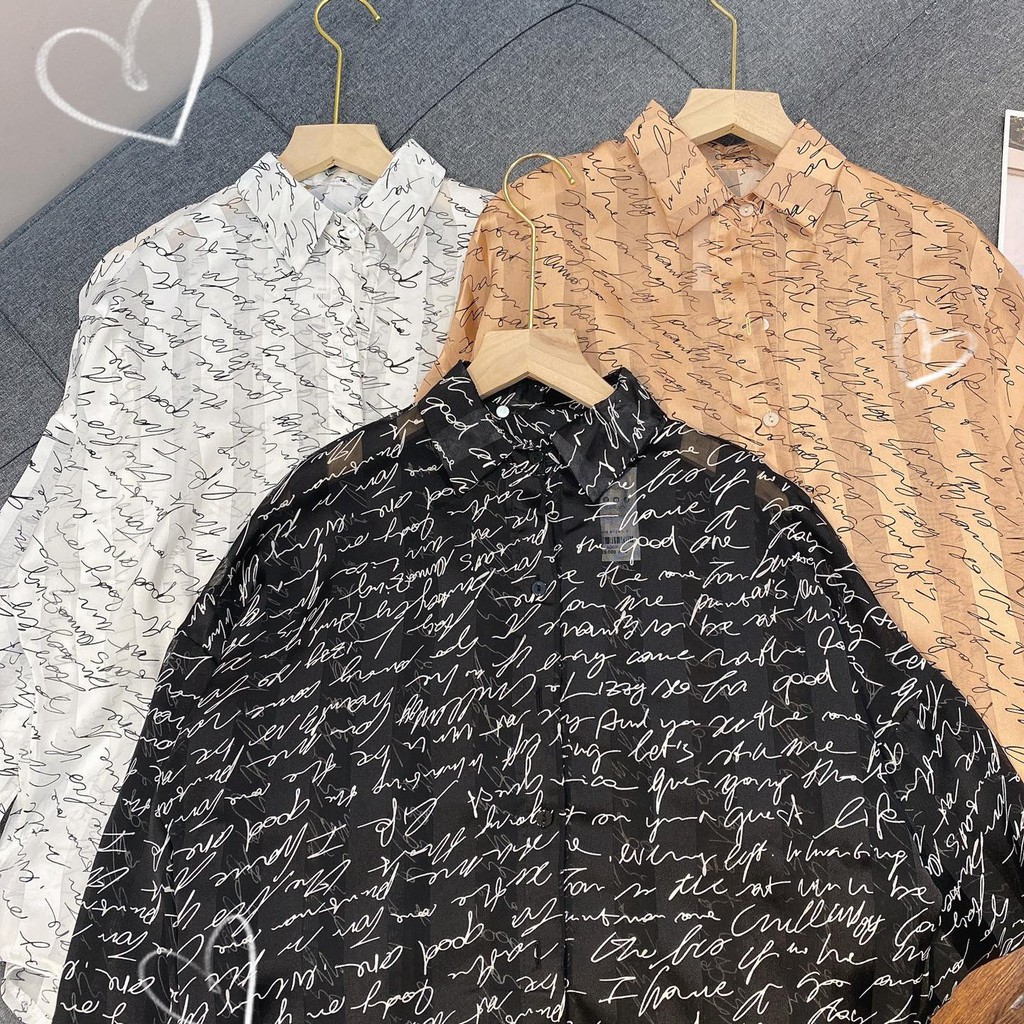 Áo sơmi tằm ý in chữ_CHIBEST_AD039