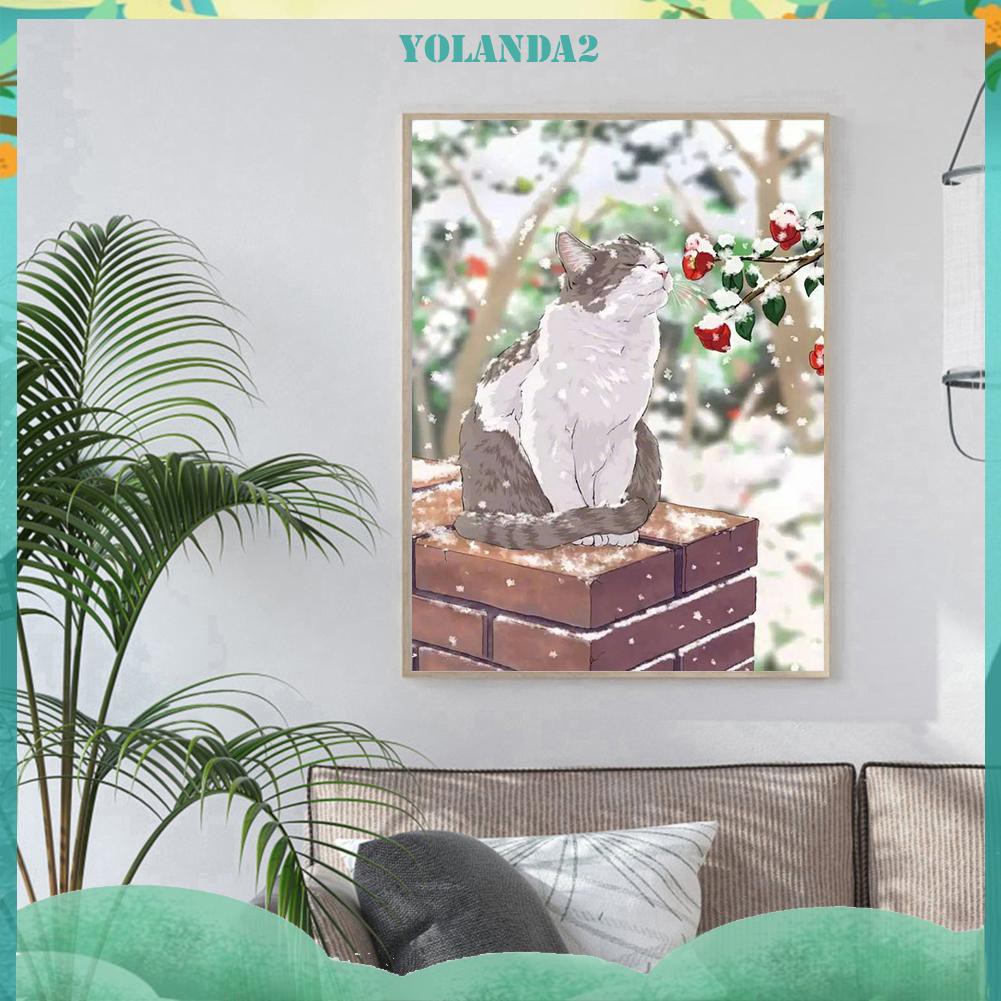 Bộ Tranh Đính Đá 5d Tự Làm Hình Mèo Tuyết Độc Đáo | BigBuy360 - bigbuy360.vn