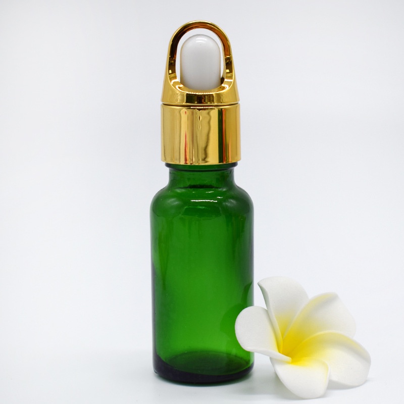 Chai thủy tinh,tinh dầu,serum xanh lá khoen vàng,khoen quai xách ống thủy tinh bóp trắng đen 10ml,20ml