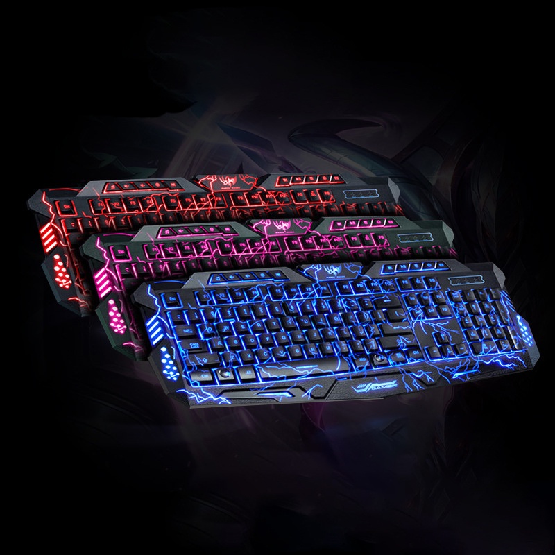 Bàn Phím Gaming Siêu Ngầu Có Dây Chuyên Game Có Đèn LED 3 Màu Kiểu Dáng Hiện Đại Phong Cách