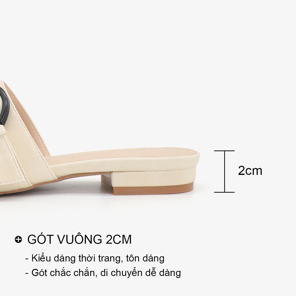 Giày mules bệt nữ mũi nhọn bít mũi gót vuông cao 2cm đính khuy thời trang bAimée &amp; bAmor - MS1740