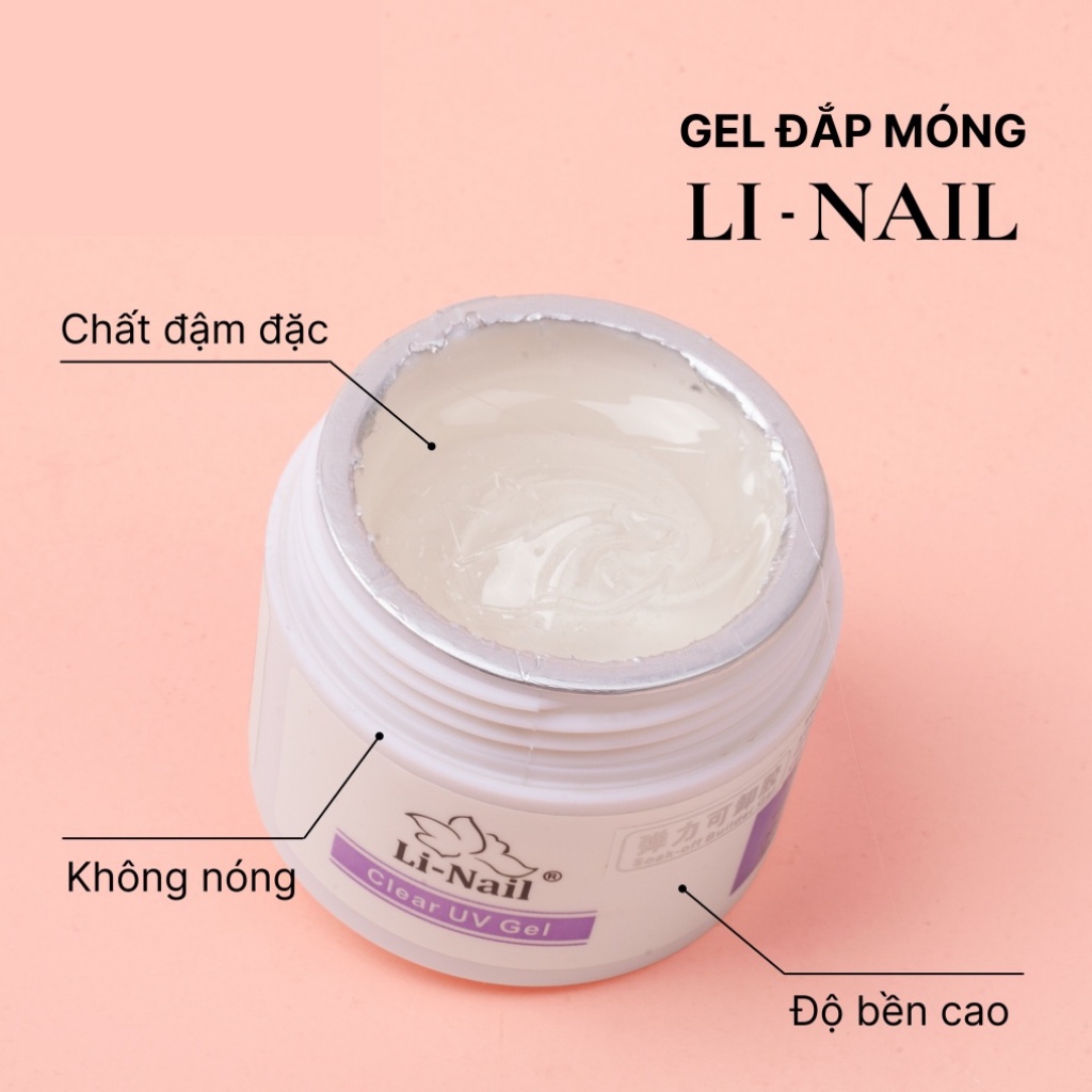 Gel đắp móng Li-nail chính hãng chất đậm đặc không nóng, màu trong suốt