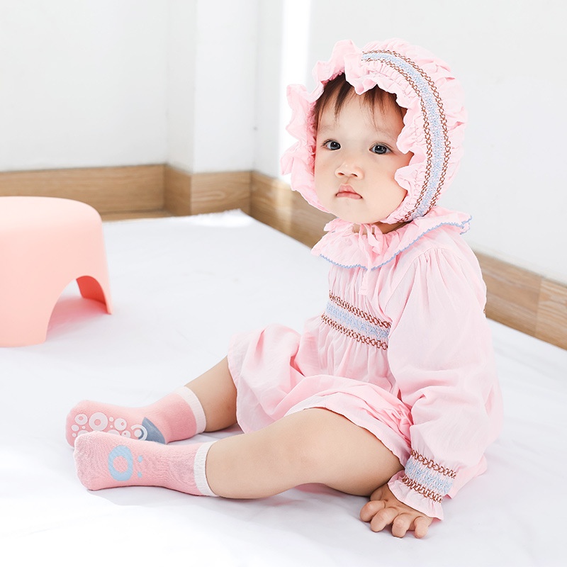 Vớ cotton đế hạt cao su chống trượt họa tiết hoạt hình đáng yêu dành cho bé 0-3 tuổi