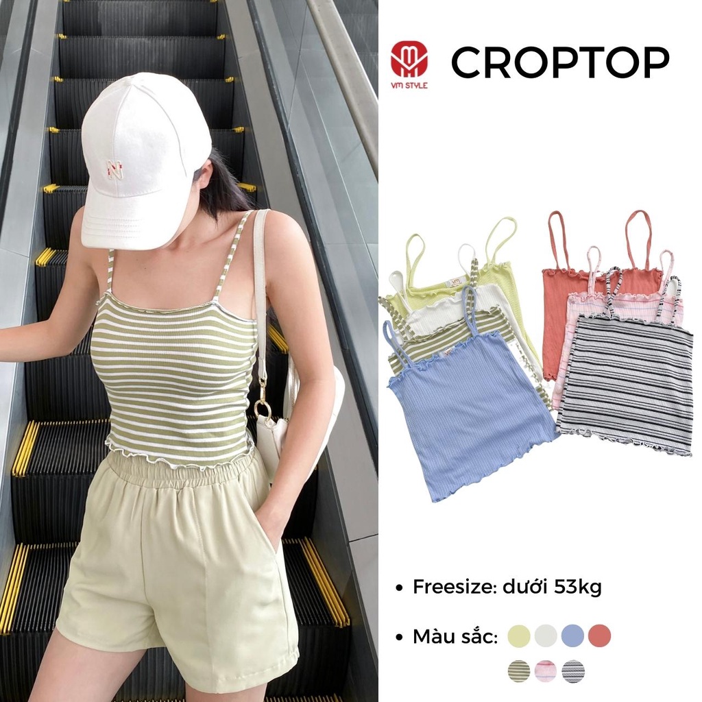 Áo thun 2 dây trơn VM Shop tua rua basic thời trang ulzzang 22ATU04T371301 ATU00285
