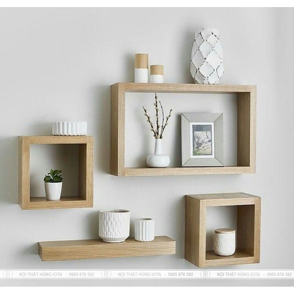 Kệ rời ô vuông treo tường trang trí Hoàng Huy Decor
