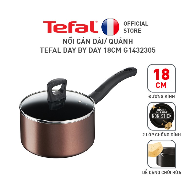 Chảo chống dính sâu lòng đế từ B2266695 cm/ Nồi G1434406 20cm - Tefal Day By Day G1436405 - Quánh G1432305 18cm