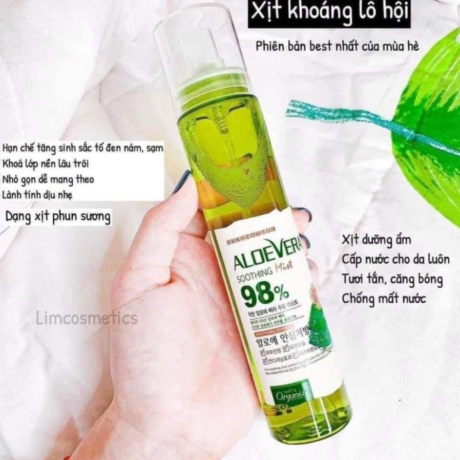 Xịt khoáng lô hội Aloe Vera Soothing Mist Hàn Quốc 150ml khoáng nha đam dưỡng trắng da chính hãng