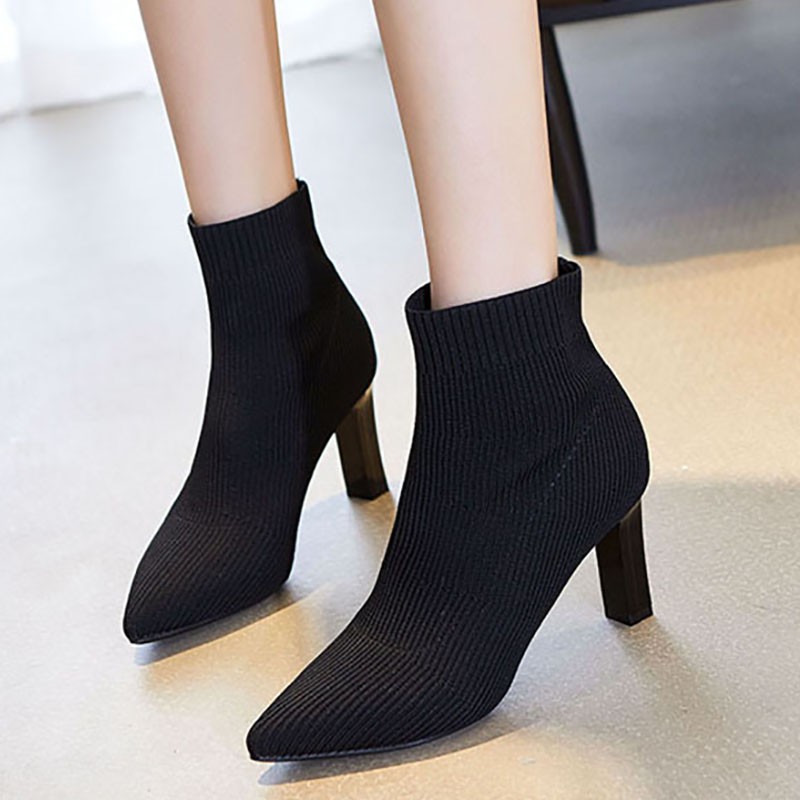 Bốt len cao cổ đế 7,5cm loại đẹp [VIDEO +ẢNH THẬT]sẵn đen 34,36, be 36 | BigBuy360 - bigbuy360.vn