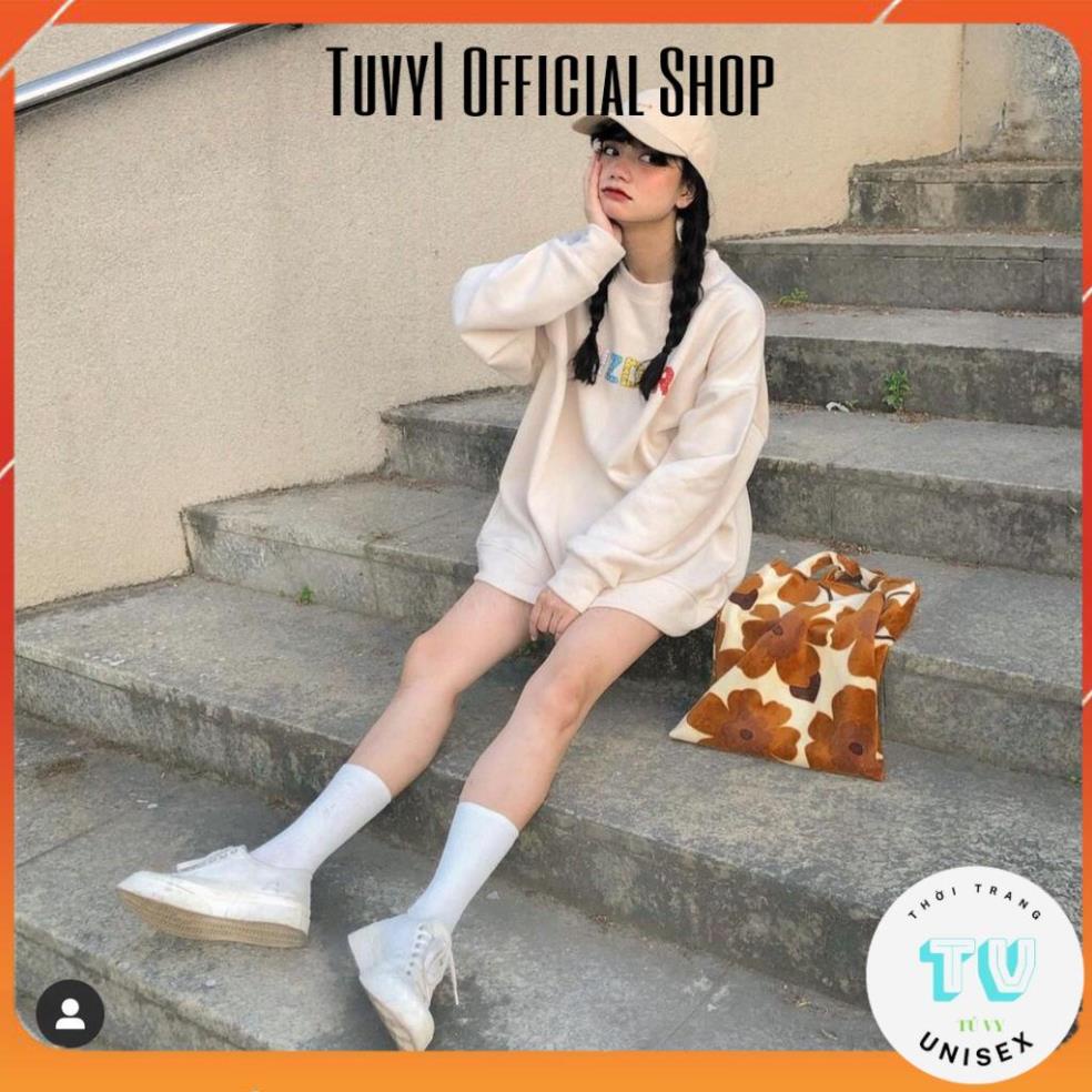 Áo nỉ nữ cổ tròn TUVYSHOP  Áo Sweater Nỉ Bông Nam Nữ Form Rộng Unisex Chất Nỉ Ngoại Mềm Mịn, Không Xù nhiều màu SW01