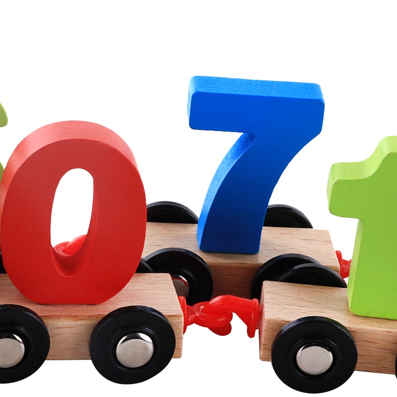 Xe lửa đồ chơi gỗ giáo dục sớm, đồ chơi thông minh đoàn tàu chữ số cho bé vừa chơi vừa học