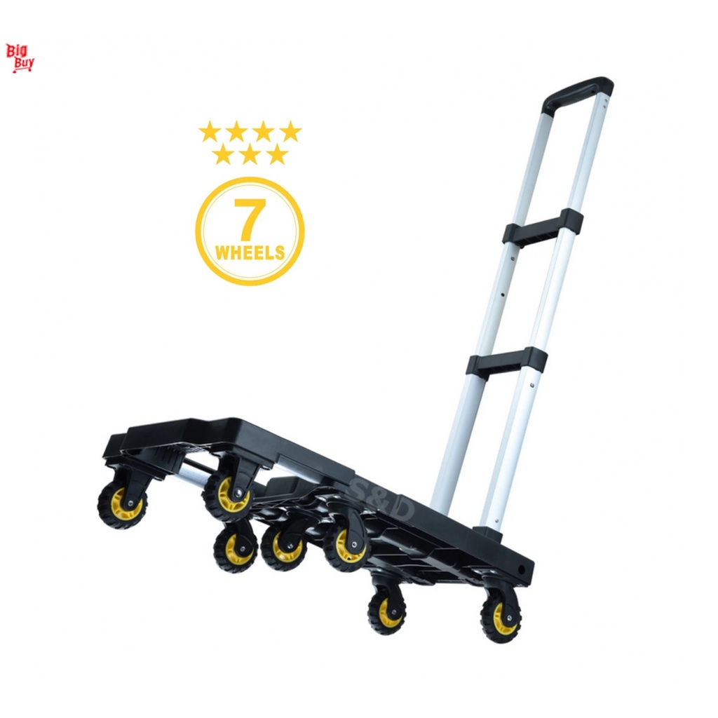 Xe đẩy hàng - kéo hàng đa năng 7 bánh S&D VT270 kéo dài sàn,tải max 150kg,KÈM 2 dây chun móc