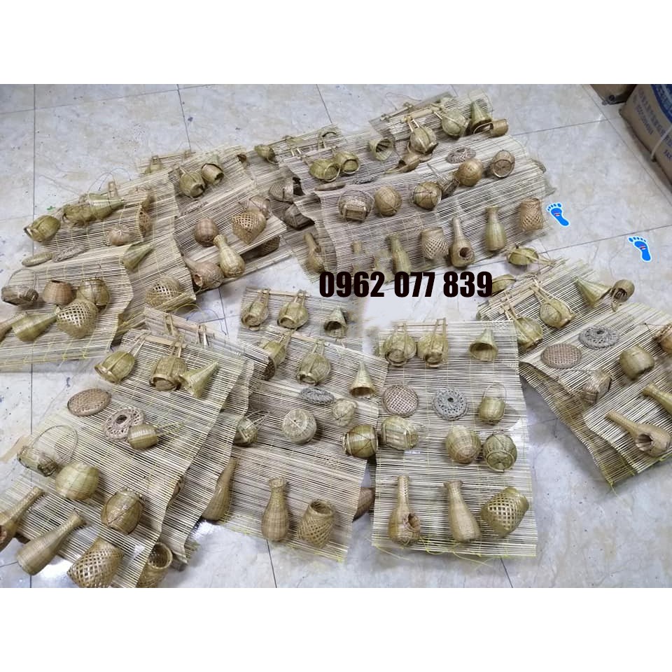 Set Đồ Trang Trí Mini 12 Món Mây Tre Đan Đậm Chất Dân Gian