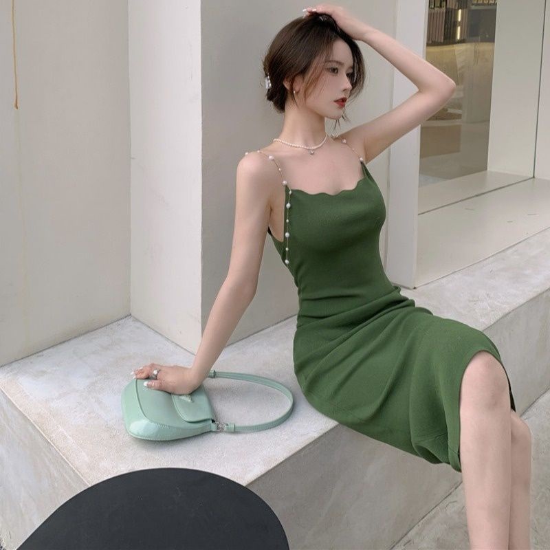 Đầm Hai Dây Màu Sắc Đơn Giản Phong Cách Retro  tao bao