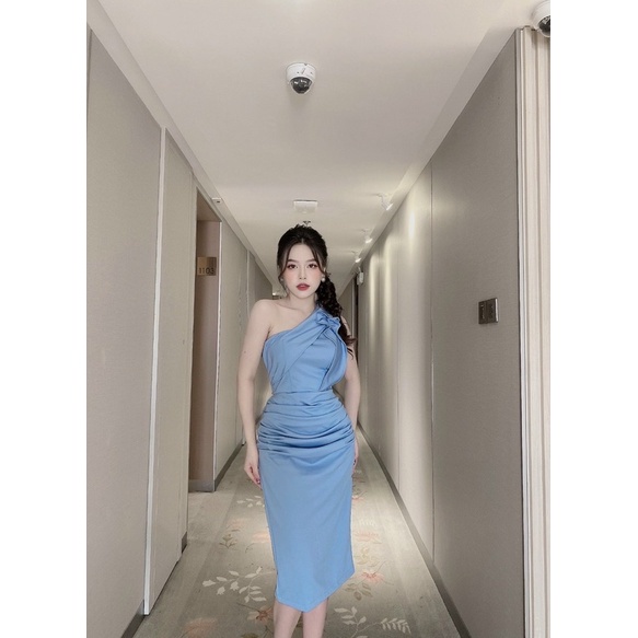 Đầm trắng lệch vai dự tiệc cao cấp ôm body dáng dài | BigBuy360 - bigbuy360.vn