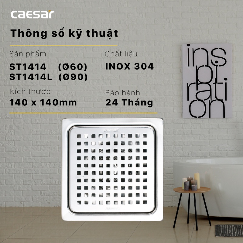 Phễu Thoát Sàn CAESAR dạng lưới ST1010B , ST1212 , ST1212L , ST1414 , ST1414L