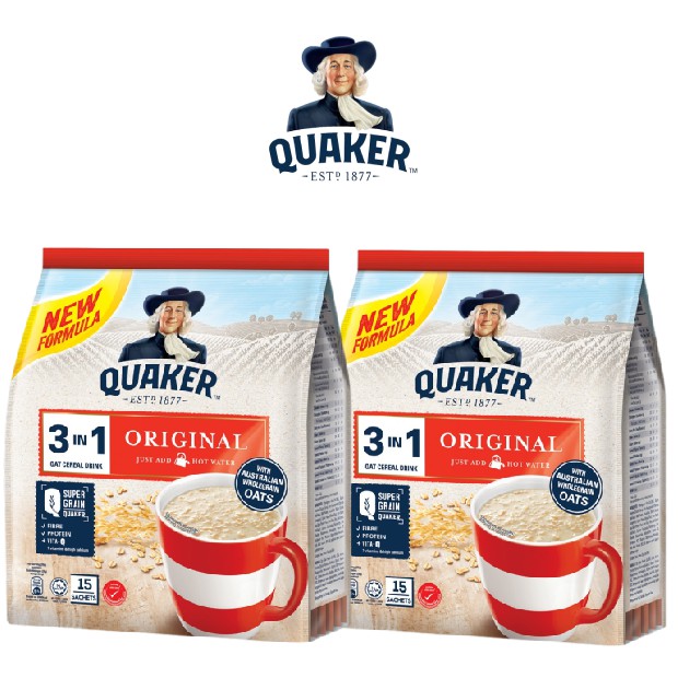 Combo 2 Túi Thức uống yến mạch Quaker 3in Vị 1 Truyền thống 420g/túi