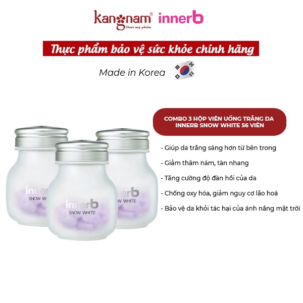 Combo 3 Hộp Viên Uống Trắng Da Innerb Snow White