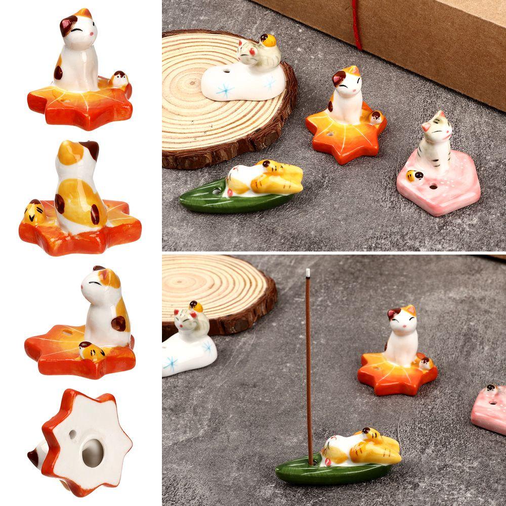 Đế Đốt Trầm Hương Bằng Sứ Hình Mèo Hoạt Hình Sáng Tạo