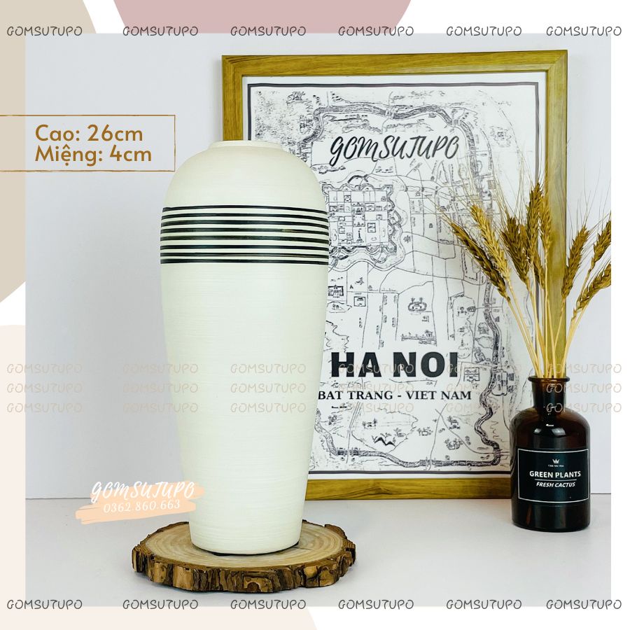 Lọ Hoa Gốm Dáng B0M - Bình Hoa cắm Lựu, Đào, Tuyết Mai Decor Trang Trí gomsutupo - Gốm Sứ TUPO Bát Tràng