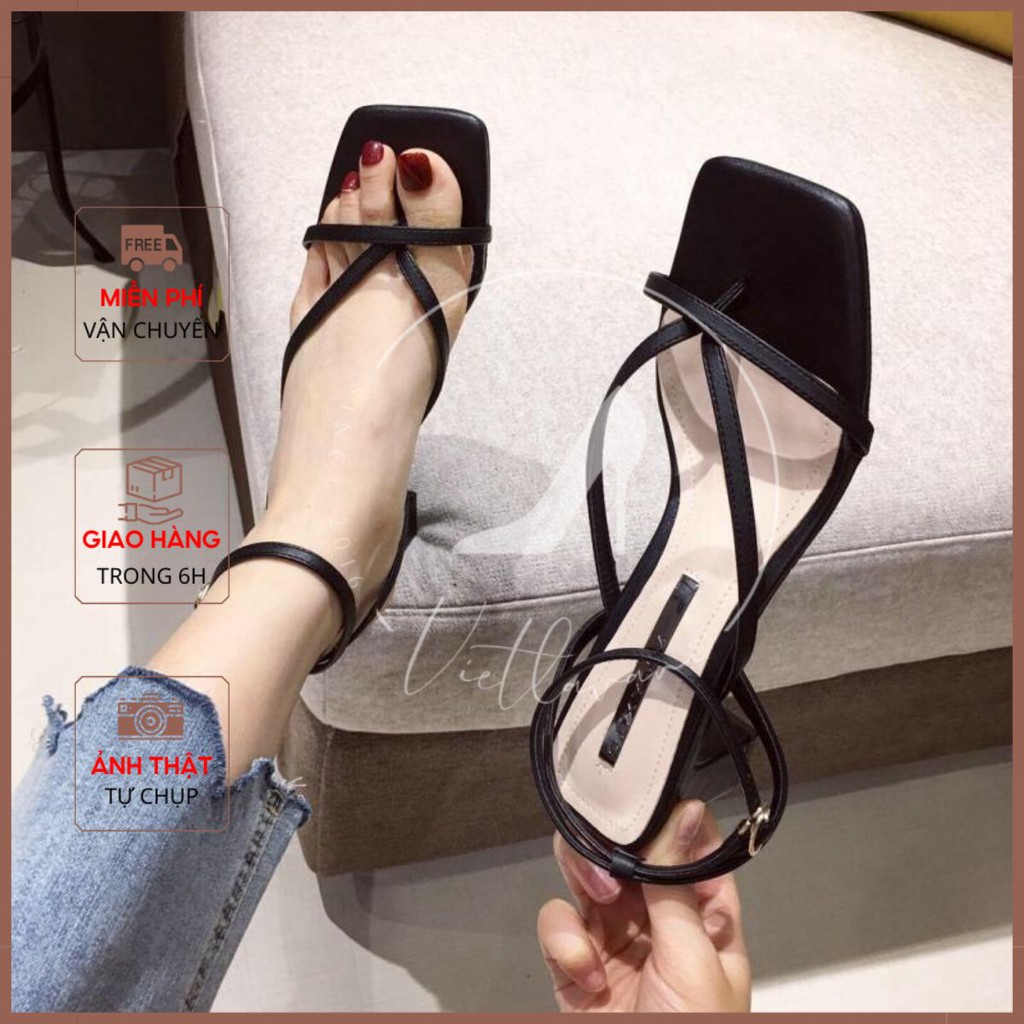 GIÀY SANDAL CAO GÓT MÃ S13 XỎ NGÓN 2 MÀU ĐEN VÀ TRẮNG VIETLAVANI ĐẸP BỀN CHUẨN XUẤT