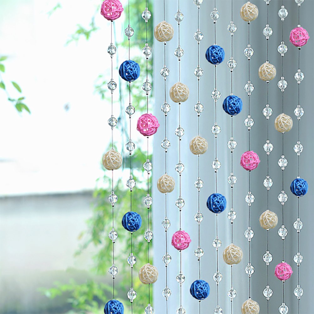 Rèm Cửa Dây Hạt Pha Lê Tròn Nhiều Màu Trong Suốt one Meter