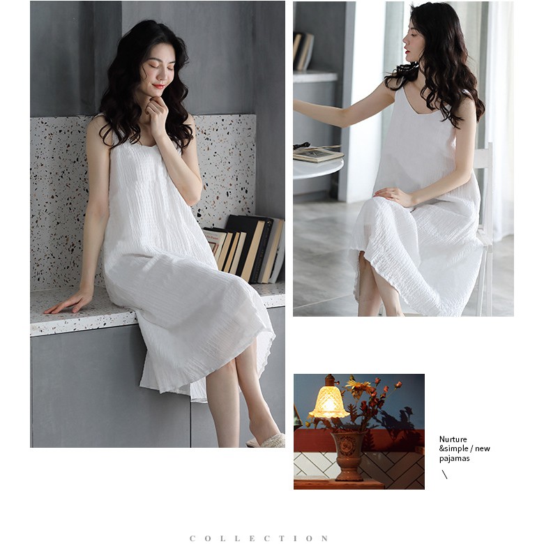 Váy ngủ 2 dây suông  - Sleep Mabel - hanaclothing