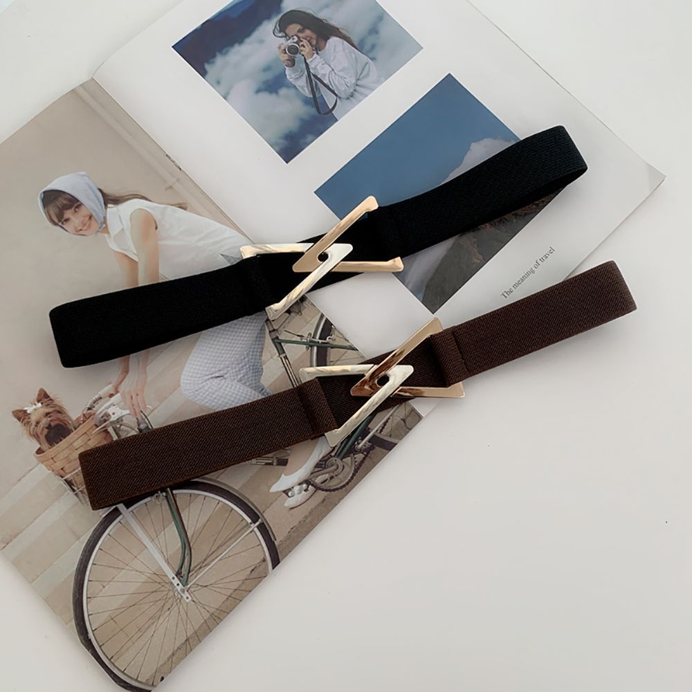 Thắt Lưng Vải Canvas Co Giãn Khóa Kim Loại Hình Tam Giác Nhiều Màu Sang Trọng Cho Nữ