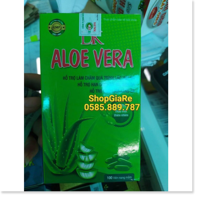 DK ALOE VERA Green Viên uống đẹp da, dưỡng da, giúp dưỡng ẩm, chống lão hóa và tái tạo da chai 100 viên