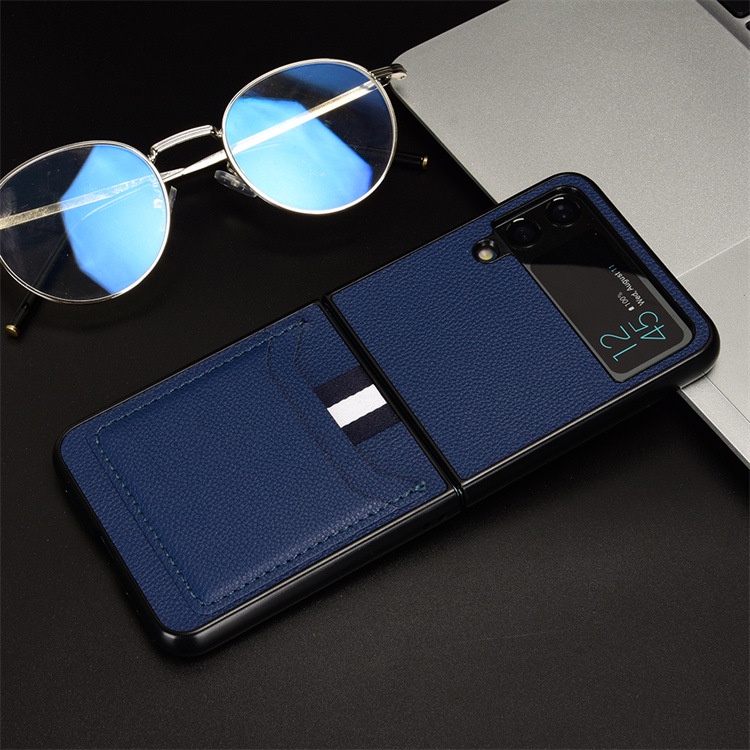Ốp Điện Thoại Da Cứng Có Ngăn Đựng Thẻ Cho Samsung Galaxy Z Flip 4 5G