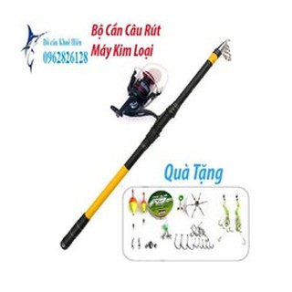 CẦN CÂU MÁY HUNTS MAN MÁY CÂU CÁ kim loại QE [ Tặng full bộ phụ kiện câu cá ] - Bộ cần huntman máy QE