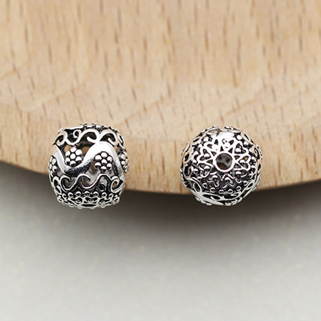 Charm bạc Hạt retro rỗng
