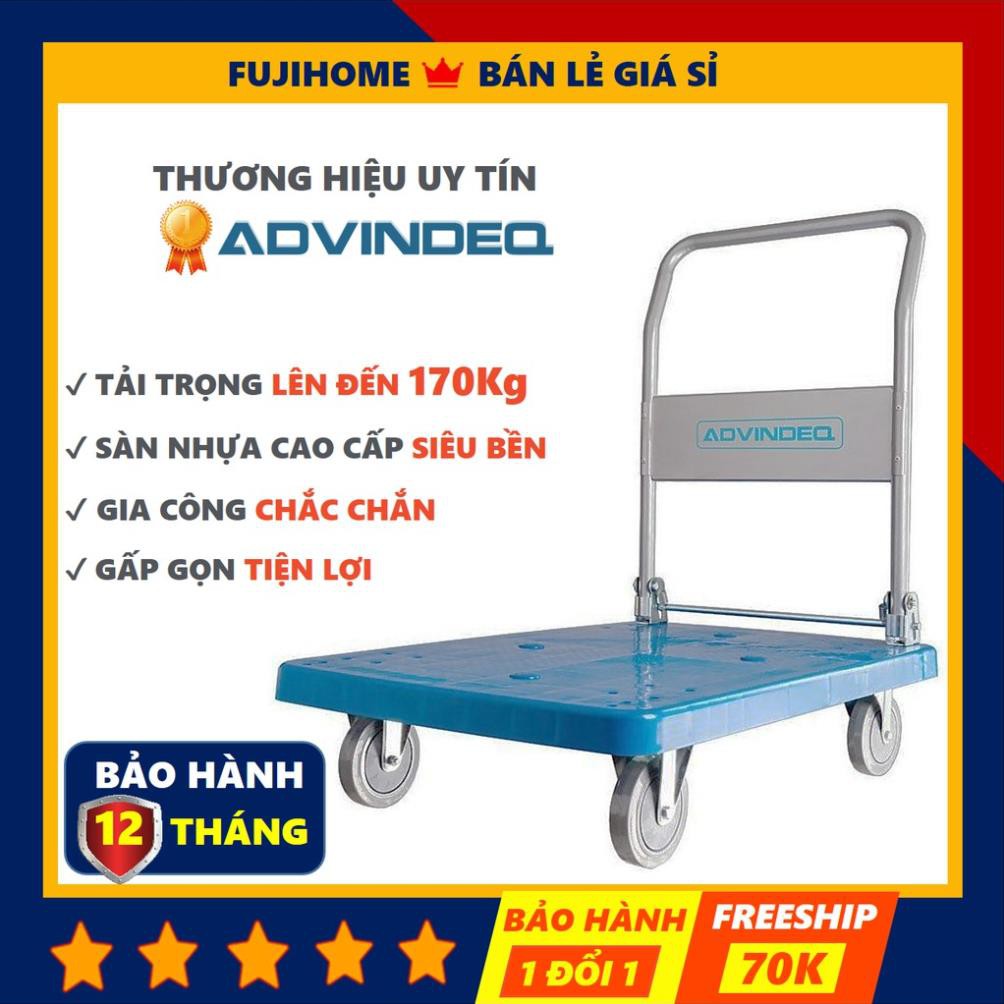 Xe đẩy hàng 4 bánh gấp gọn ADVINDEQ PT-150 tải 170kg, bánh cao su êm ái, xe kéo hàng gấp gọn siêu thị đa năng giá rẻ