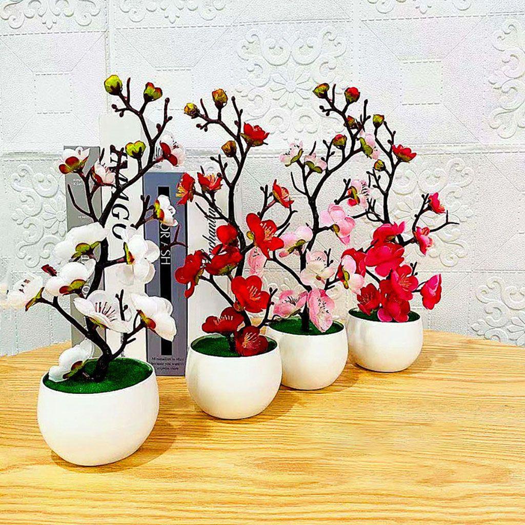 MOCHO 1 Chậu Hoa Nhân Tạo Bằng Lụa Có Chậu