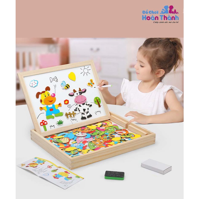 Bộ đồ chơi câu đố nam châm con vật,có từ tính,ghép hình thông minh cho bé