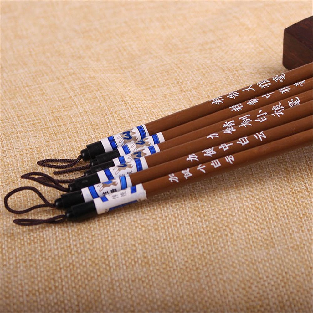 Set 6 cọ viết thư pháp màu trắng và nâu tiện lợi