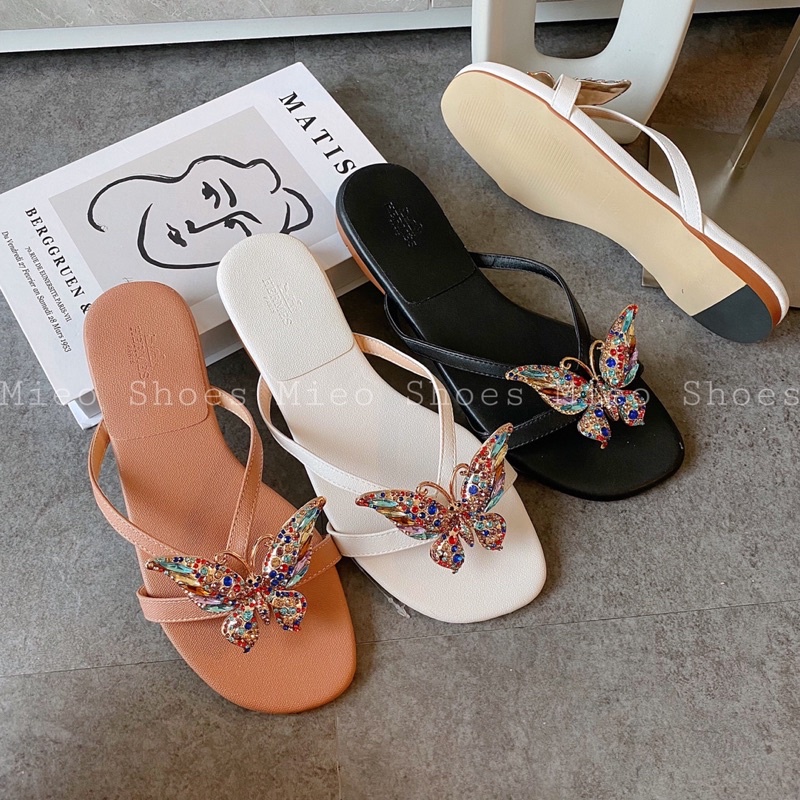 DÉP KẸP ĐÁ MÀU ĐẾ ĐÚC XỊN ( MIEO SHOES D1049 D1050 D1051 )