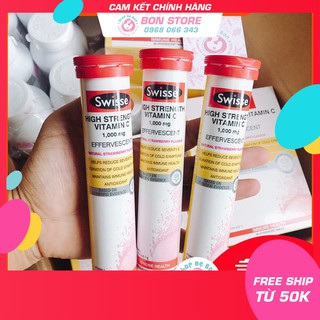 Viên sủi vitamin c swisse 1000mg - hộp 3 ống/60 viên, lẻ 1 ống/20 viên - xuất xứ úc