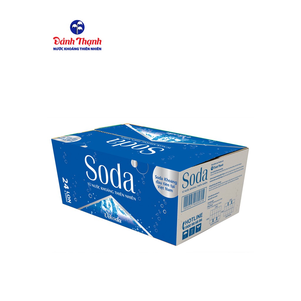 Thùng 24 lon Nước Khoáng Thiên Nhiên Vikoda - Soda 330ml